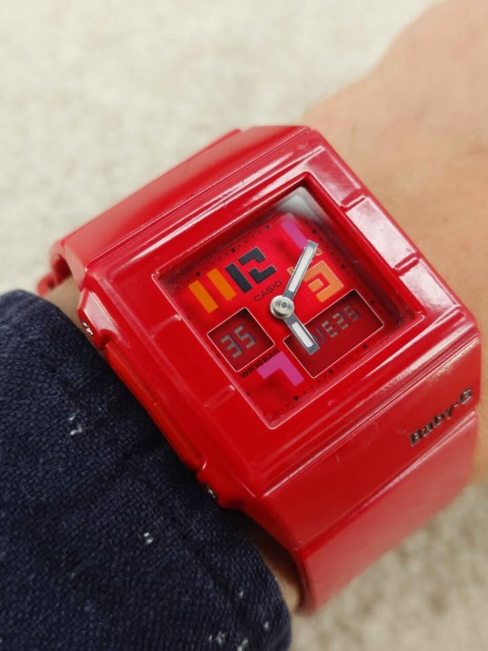 Casio Baby-G Unisex Watch BGA-200PD Ana-Digi Square Red 36mm JDM New Battery